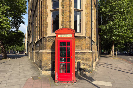 Red phone booth in London. United Kingdom, Europe.の写真素材