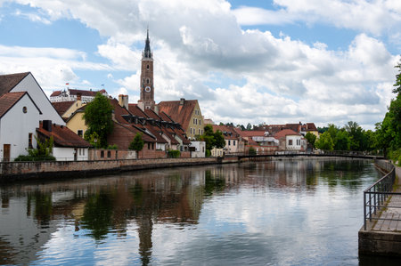 View of the old town of Landshut, Germany.の写真素材