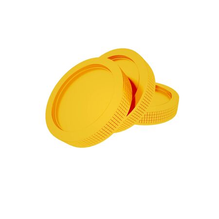 Gold coins on a white background in high resolution without a backgroundの写真素材