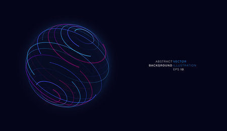 Abstract dark blue background depicting a glowing sphere. Vector illustration.のイラスト素材