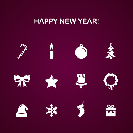 Christmas and New Year icon set minimalist styleのイラスト素材