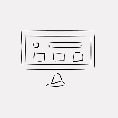 Sketch icon computer painted black markerのイラスト素材