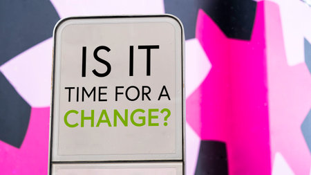 Is it time for a change with colourful city backdrop locationの写真素材