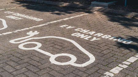 EV Charging parking space painted on car park surfaceの写真素材
