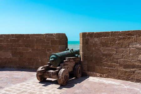 A cannon on a sea defense fortress wallの写真素材