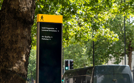 ULEZ Expansion issues on a signpost in Londonの写真素材