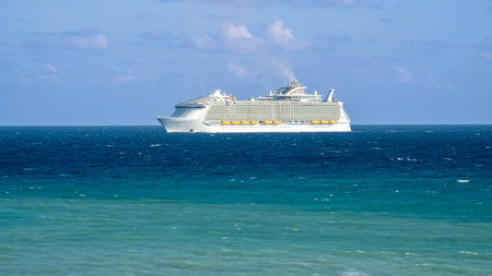 A cruise ship in the oceanの写真素材