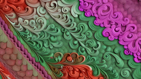 Multicolored Lace Pattern Generative AI features a colorful intense lace like patternの素材