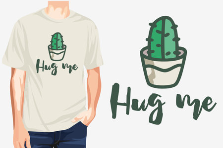 <p>Beautiful green cute cactus t-shirt design illustration vector</p>のイラスト素材