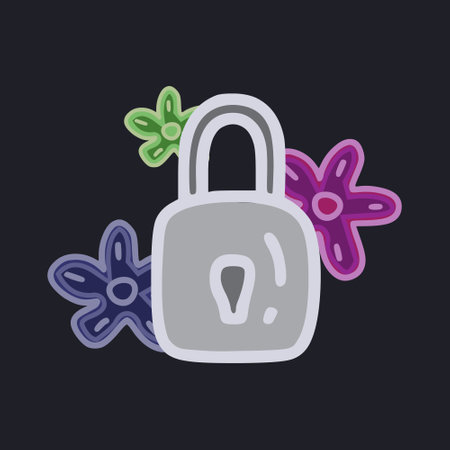 Lock with colorful flowers vector illustration.のイラスト素材