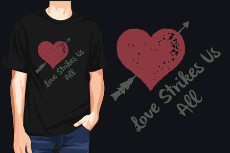 Love strikes us all t-shirt design vectorの写真素材