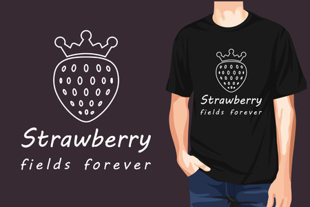 Strawberry fields forever - t-shirt design vector for strawberry lovers.のイラスト素材