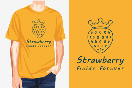 Strawberry fields forever - t-shirt design vector for strawberry lovers.のイラスト素材