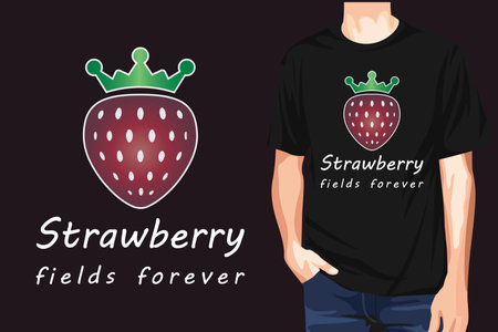 Strawberry fields forever - t-shirt design vector for strawberry lovers.のイラスト素材