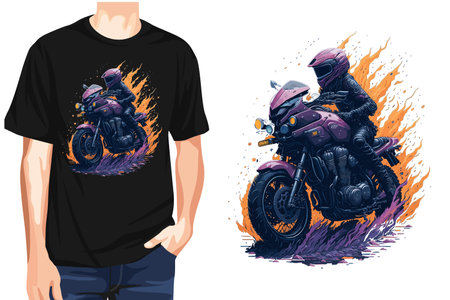 Extreme motor bike racer vector illustration - Mountain biker t-shirtのイラスト素材