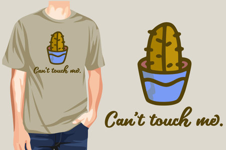 Beautiful green cute cactus t-shirt design illustration vector cactus pot artworkのイラスト素材