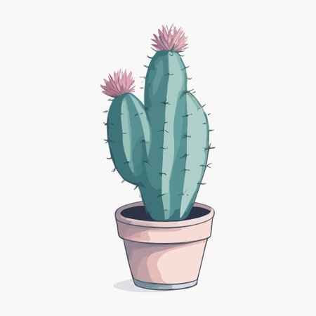 Cactus in a pot. Vector illustration in a flat style.のイラスト素材