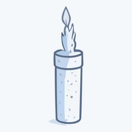 Candle icon in doodle style. Hand drawn vector illustrationのイラスト素材