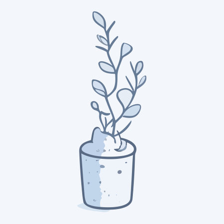 Illustration of a vase with a plant in a flat style.のイラスト素材