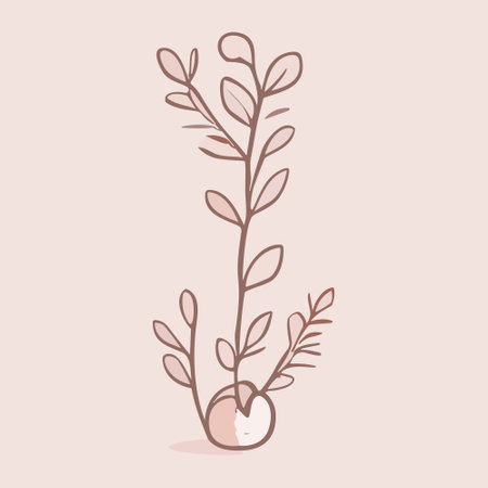 Illustration of a branch with leaves and berries. Vector illustration in blue tones.のイラスト素材
