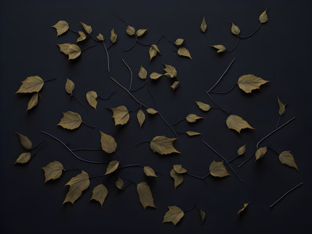 Autumn leaves on a dark background. Autumn backgroundの素材