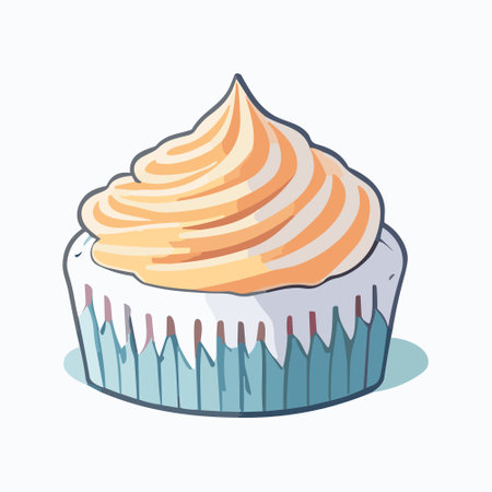 Cupcake icon. Vector illustration of a cupcake with cream.のイラスト素材
