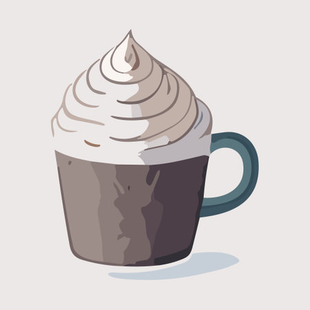 Coffee cup with whipped cream. Vector illustration in flat styleの写真素材