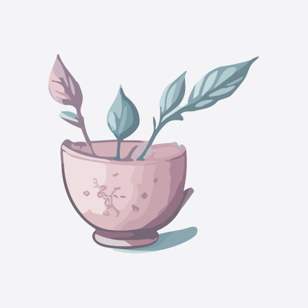 Plant in pot. Hand drawn vector illustration in cartoon style.のイラスト素材