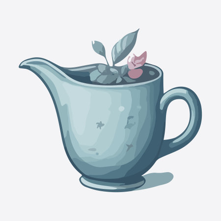 Ceramic teapot with water and berries. Vector illustration.のイラスト素材