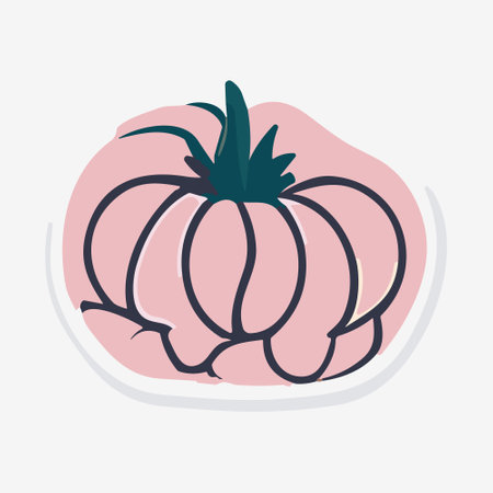 Pumpkin sticker. Vector illustration in flat style. Vegetarian foodのイラスト素材