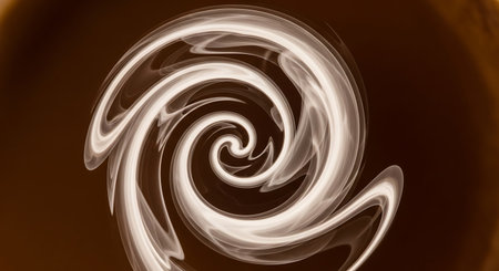 a swirling abstract design with white lines against a brown background, creating a hypnotic effect.の素材