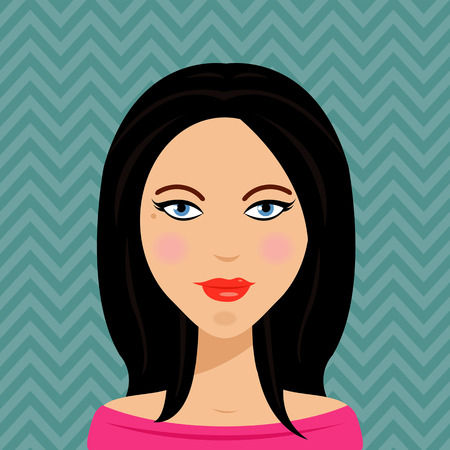 Woman Female Avatar Illustration Black Hair Pink Shirtのイラスト素材