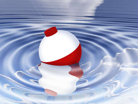 A bobber floating in water;の写真素材