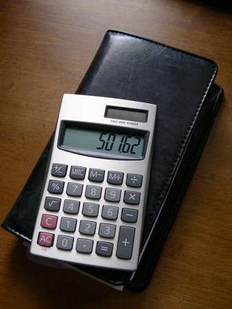 Checkbook with calculatorの写真素材
