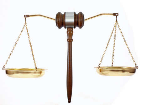 Gavel & Scales isolated on white backgroundの写真素材