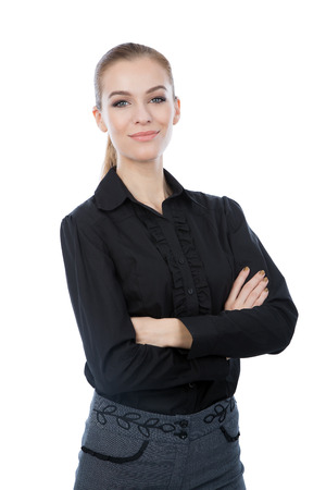 A picture of a beautiful business woman isolated on white.の写真素材