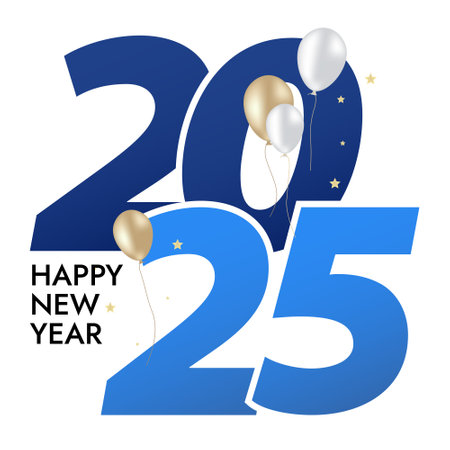 Happy New Year 2015. Greeting card with balloons. Vector illustration.のイラスト素材