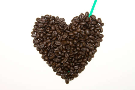 Showing affection for coffeeの写真素材