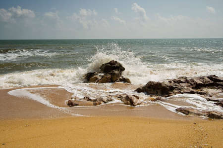 Waves crashing on Cherating beach.