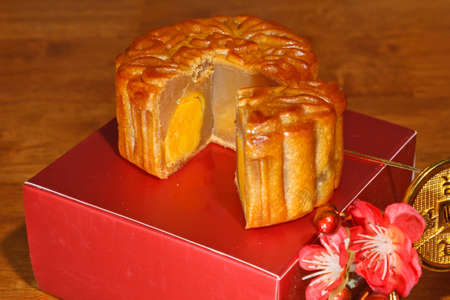Mooncakes are the traditional dessert made for the celebration of mid autumn festivalの写真素材