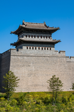 Replica Ming Dynasty Guard House on top of a Datong's Great Wallのeditorial素材