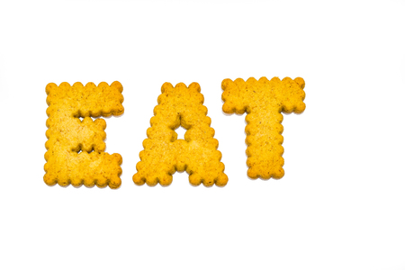 Designer, alphabet cookies arranged to spell words.の写真素材