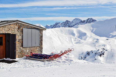 Lifeguard station at the ski resort in Andorraの写真素材
