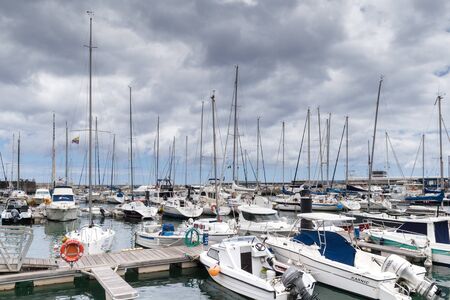 FUNCHAL, MADEIRA, PORTUGAL - JULY 22, 2018: Many yachts and boats in the marina of Funchal.のeditorial素材