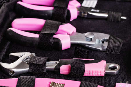 Home masters toolkit with pink handlesの写真素材