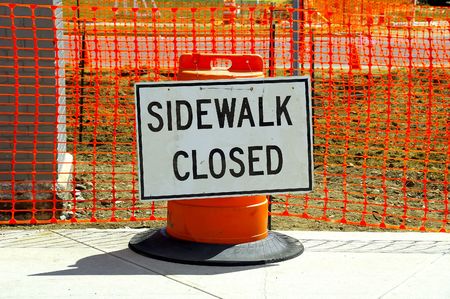 Photo of a Sidewalk Closed Signの写真素材