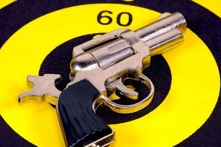 Pistol on a Targetの写真素材