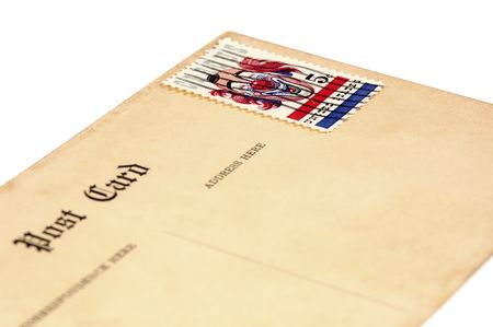 Postage Stamp on a Postcardの写真素材