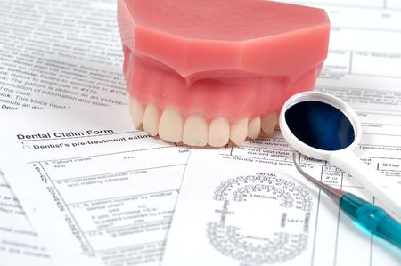Dental Claim Form and Various Dental Instrumentsの写真素材
