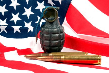 Grenade and American Flagの写真素材